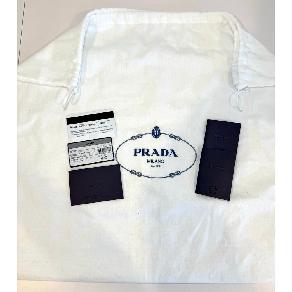Prada Diagramme Medium Quilted Flap Bag In Tan Calfskin Leather W Silver Chain - Picture 16 of 16